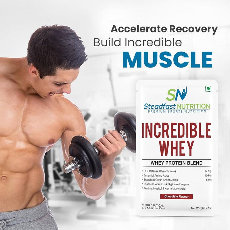 Steadfast Nutrition Incredible Whey – Chocolate Flavour | Fast Absorption Protein Sachets (6, 15, 30 Packs)