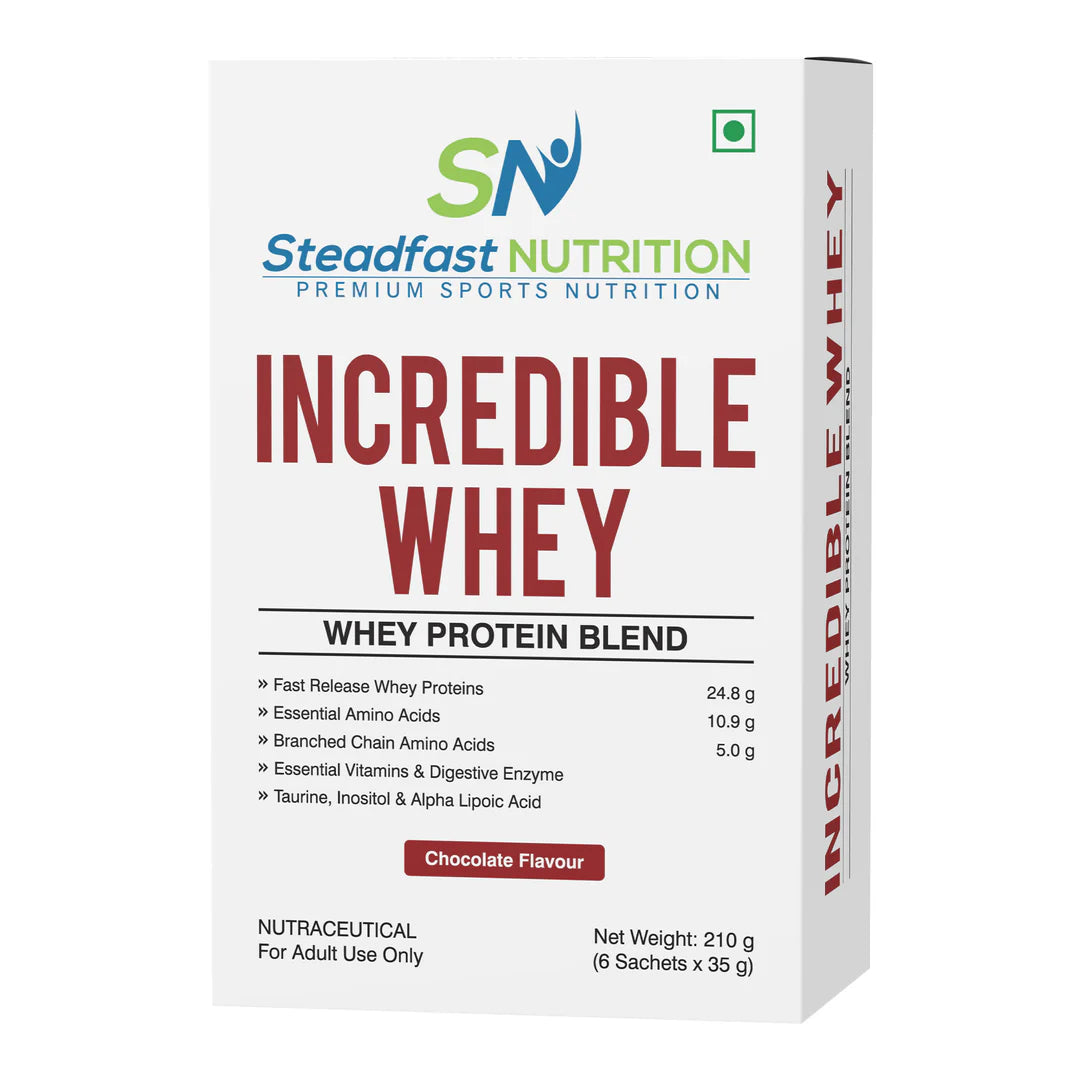 Steadfast Nutrition Incredible Whey – Chocolate Flavour | Fast Absorption Protein Sachets (6, 15, 30 Packs)