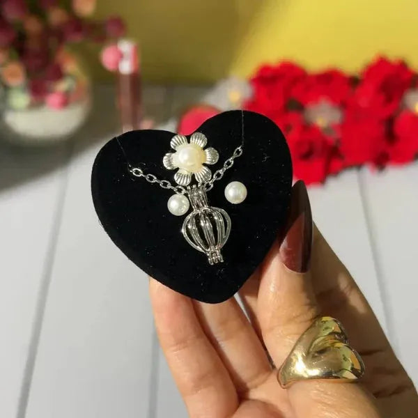 Freshwater Shell Canned Oyster Ocean Love Real Pearl Necklace Set Plus Earrings & Ring